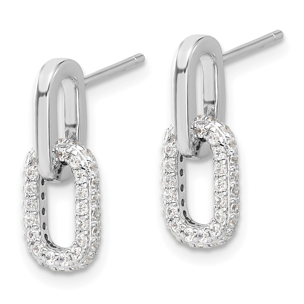 Sterlingsilber Rhodiniert Pavé Zirkonia Glieder Design Stecker Ohrhänger