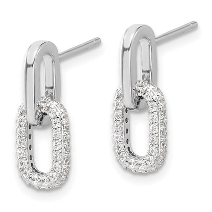 Sterlingsilber Rhodiniert Pavé Zirkonia Glieder Design Stecker Ohrhänger