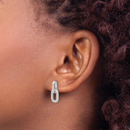 Sterlingsilber Rhodiniert Pavé Zirkonia Glieder Design Stecker Ohrhänger