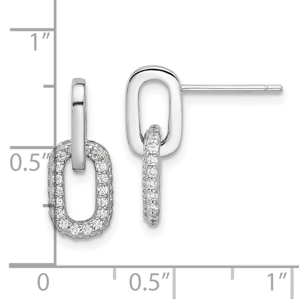 Sterlingsilber Rhodiniert Pavé Zirkonia Glieder Design Stecker Ohrhänger