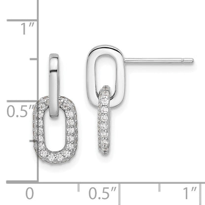 Sterlingsilber Rhodiniert Pavé Zirkonia Glieder Design Stecker Ohrhänger