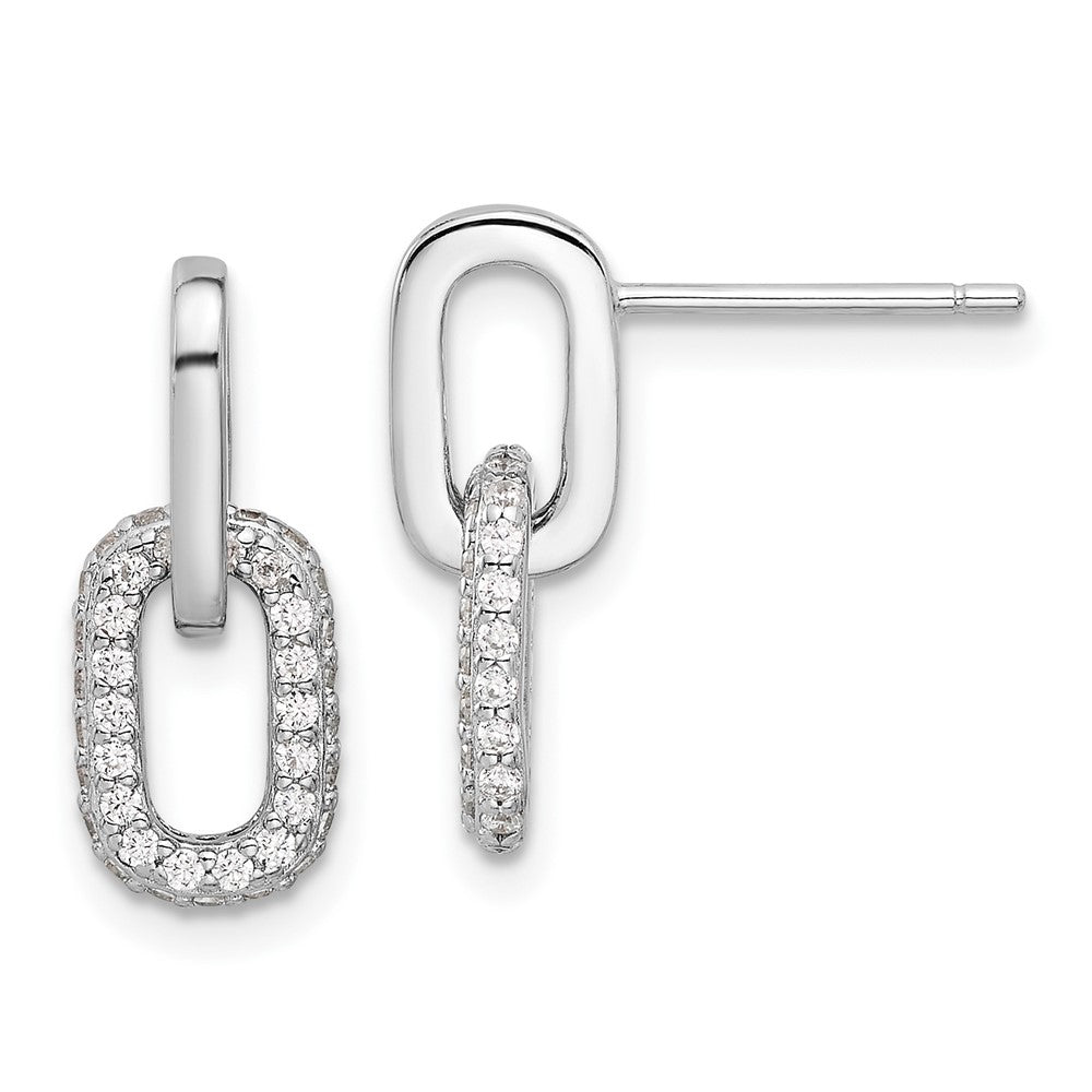 Sterlingsilber Rhodiniert Pavé Zirkonia Glieder Design Stecker Ohrhänger