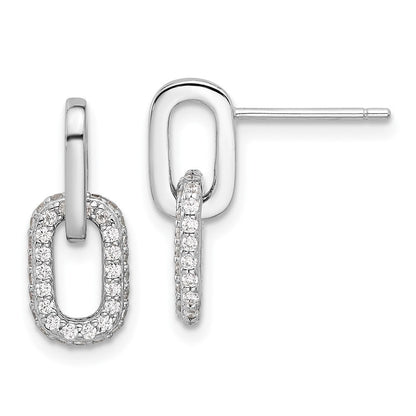 Sterlingsilber Rhodiniert Pavé Zirkonia Glieder Design Stecker Ohrhänger