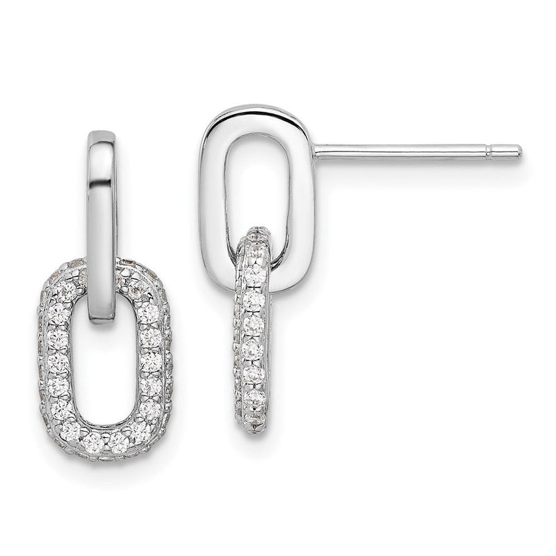 Sterlingsilber Rhodiniert Pavé Zirkonia Glieder Design Stecker Ohrhänger