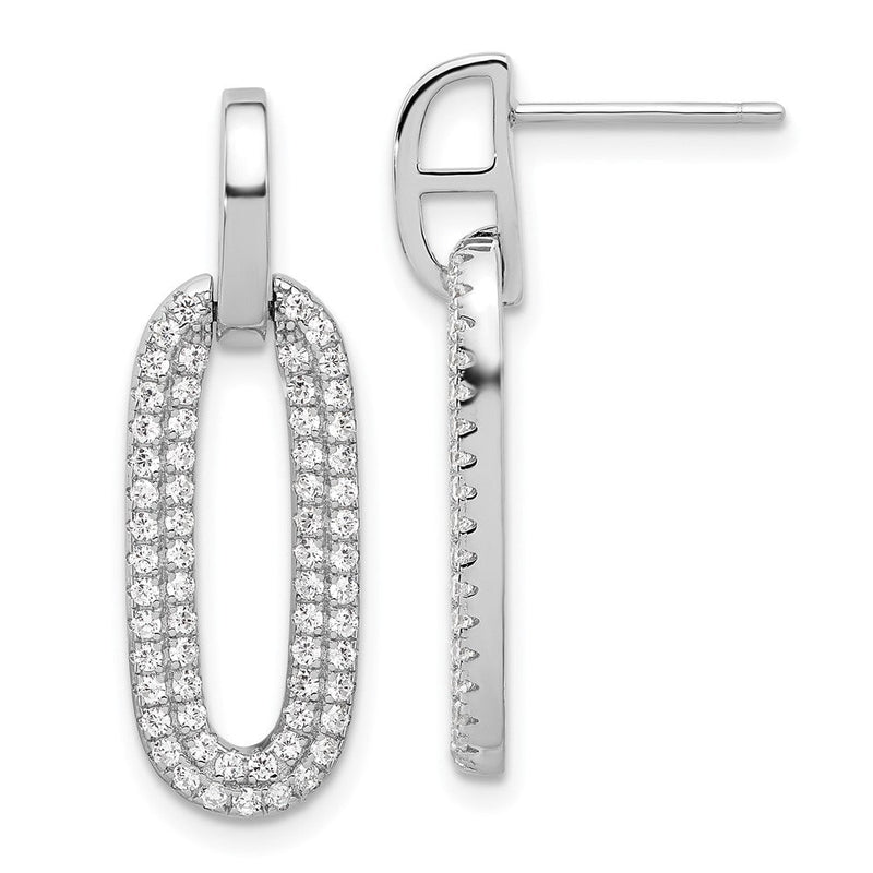 Sterlingsilber Rhodiniert Mikro Pavé Zirkonia Stecker Ohrhänger