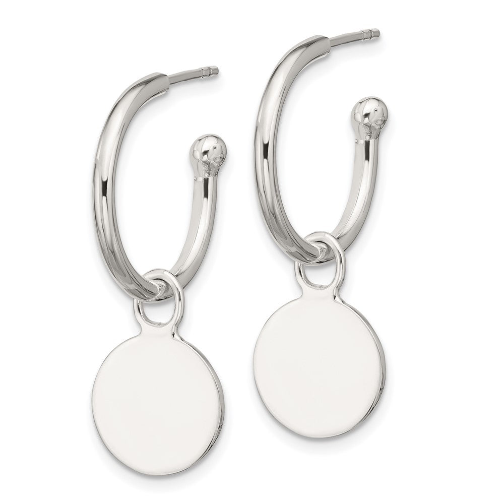 Sterlingsilber Poliert C-hoop Hängend Plättchen Ohrstecker
