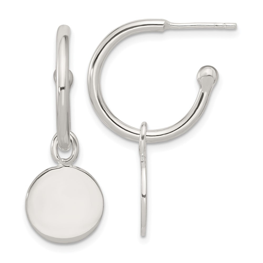 Sterlingsilber Poliert C-hoop Hängend Plättchen Ohrstecker