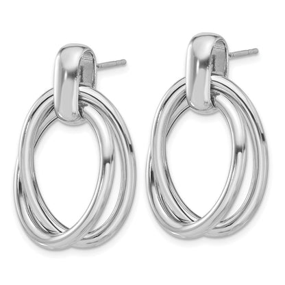 Sterlingsilber Rhodiniert Hohl Doppelt Glieder Stecker Ohrhänger