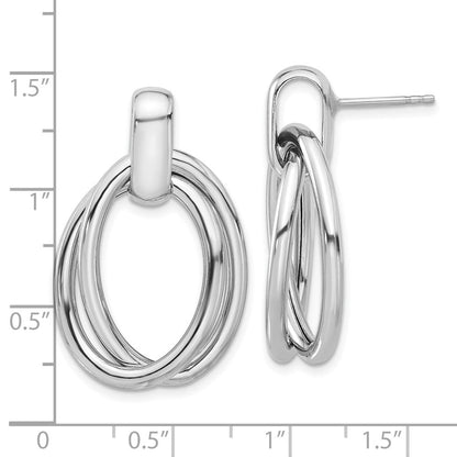 Sterlingsilber Rhodiniert Hohl Doppelt Glieder Stecker Ohrhänger