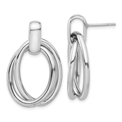 Sterlingsilber Rhodiniert Hohl Doppelt Glieder Stecker Ohrhänger