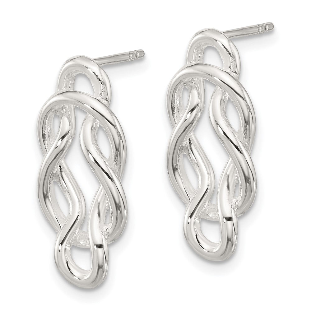 Sterlingsilber Poliert Doppelt Fantasie Knoten Ohrstecker