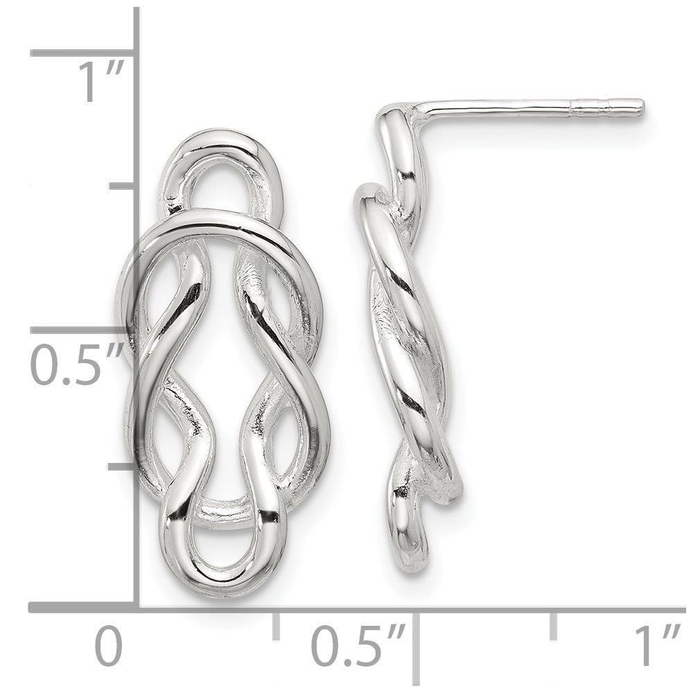 Sterlingsilber Poliert Doppelt Fantasie Knoten Ohrstecker
