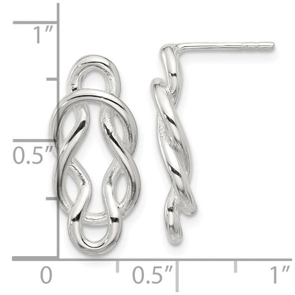 Sterlingsilber Poliert Doppelt Fantasie Knoten Ohrstecker