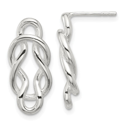 Sterlingsilber Poliert Doppelt Fantasie Knoten Ohrstecker
