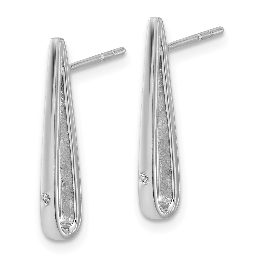 Sterlingsilber Rhodiniert Poliert Zirkonia Tropfen Ohrstecker