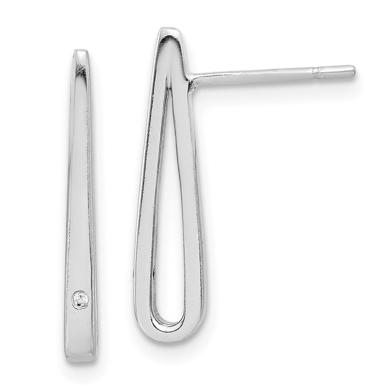 Sterlingsilber Rhodiniert Poliert Zirkonia Tropfen Ohrstecker