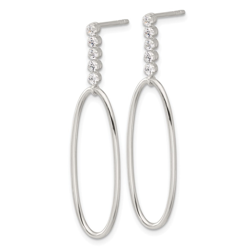 Sterlingsilber E-coated Zirkonia Oval Stecker Ohrhänger