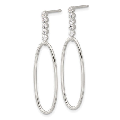Sterlingsilber E-coated Zirkonia Oval Stecker Ohrhänger