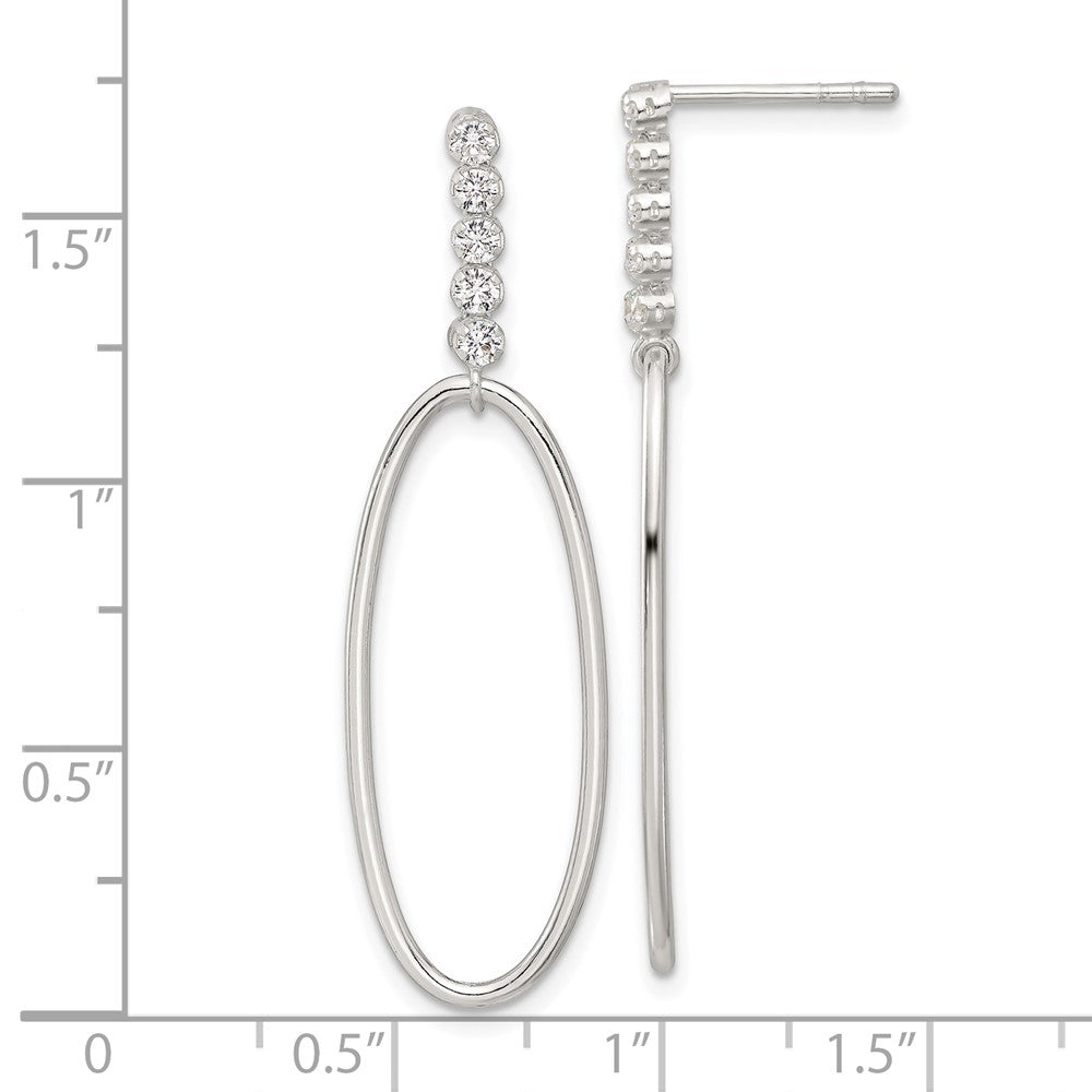 Sterlingsilber E-coated Zirkonia Oval Stecker Ohrhänger
