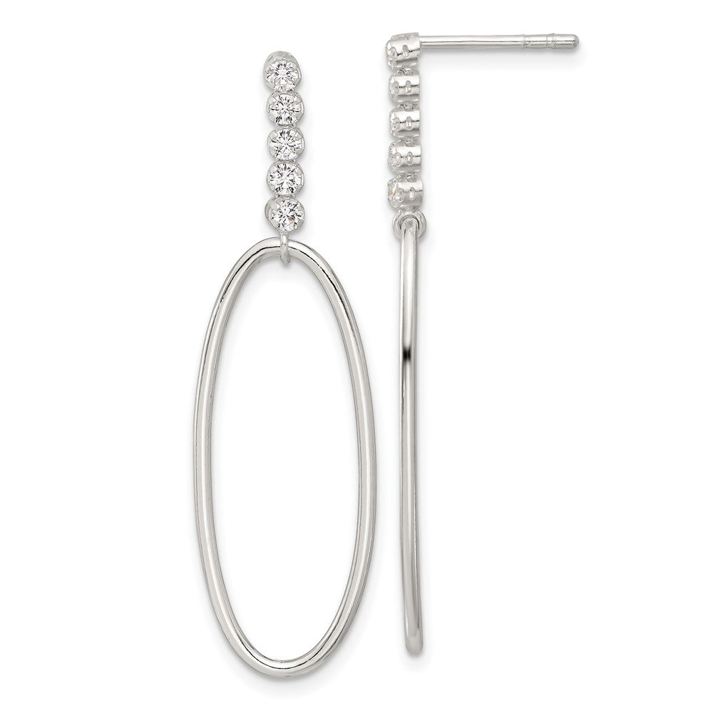 Sterlingsilber E-coated Zirkonia Oval Stecker Ohrhänger
