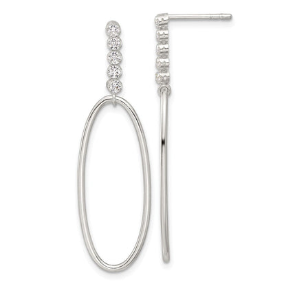Sterlingsilber E-coated Zirkonia Oval Stecker Ohrhänger