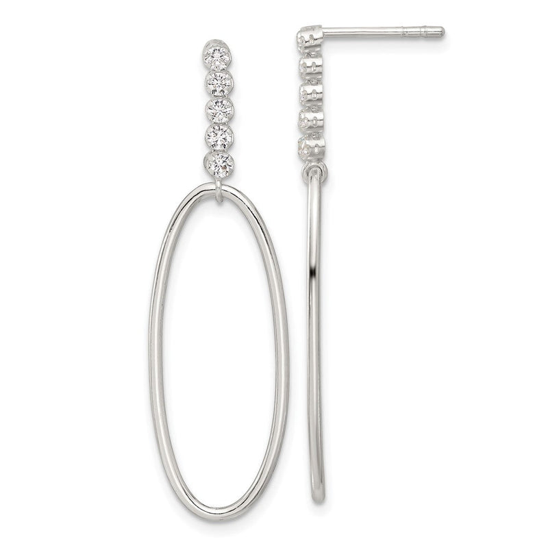 Sterlingsilber E-coated Zirkonia Oval Stecker Ohrhänger