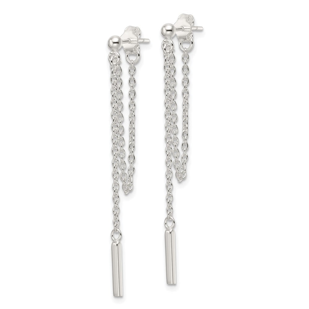 Sterlingsilber Poliert Stab Kette Hängend Ohrstecker