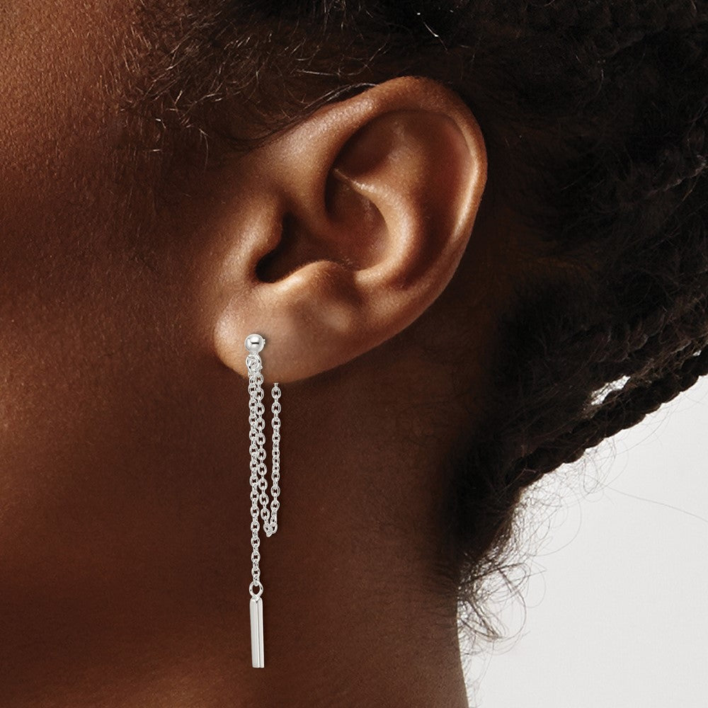 Sterlingsilber Poliert Stab Kette Hängend Ohrstecker