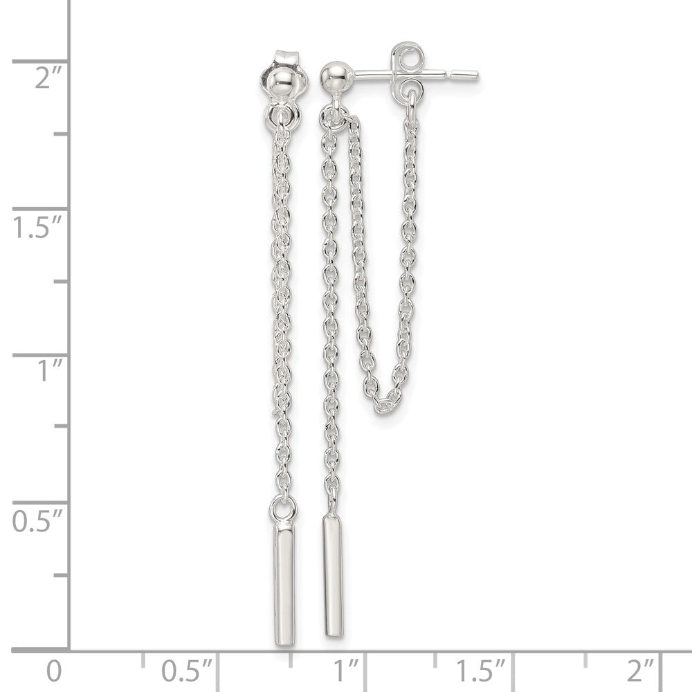 Sterlingsilber Poliert Stab Kette Hängend Ohrstecker