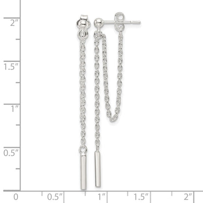Sterlingsilber Poliert Stab Kette Hängend Ohrstecker
