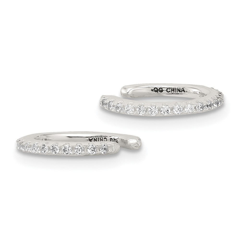 Sterlingsilber E-coating Poliert Zirkonia Pair Of 2 Manschette Ohrringe