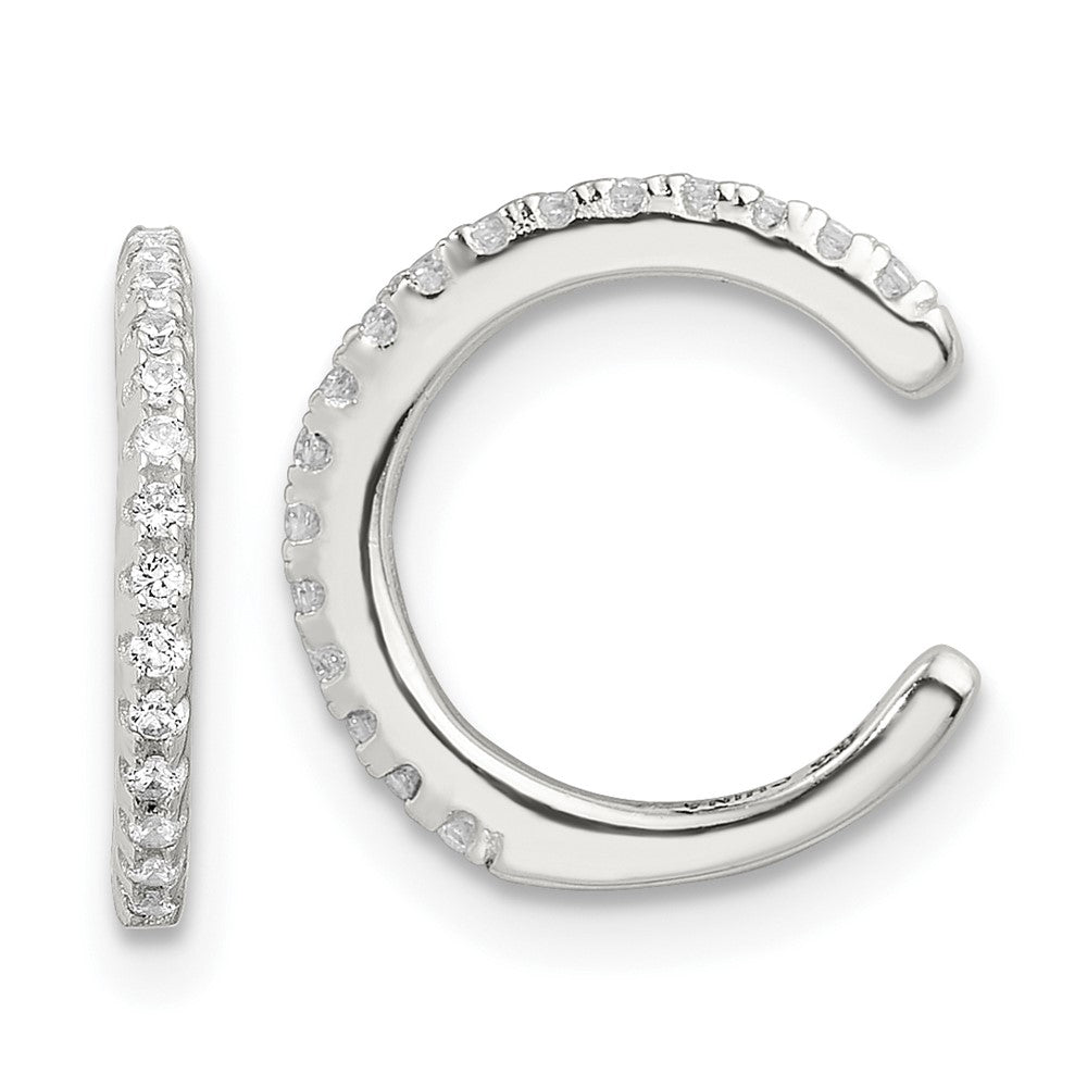 Sterlingsilber E-coating Poliert Zirkonia Pair Of 2 Manschette Ohrringe