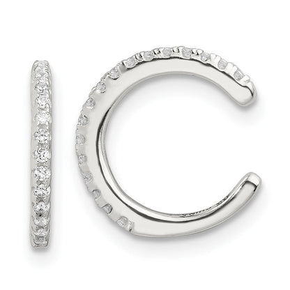 Sterlingsilber E-coating Poliert Zirkonia Pair Of 2 Manschette Ohrringe