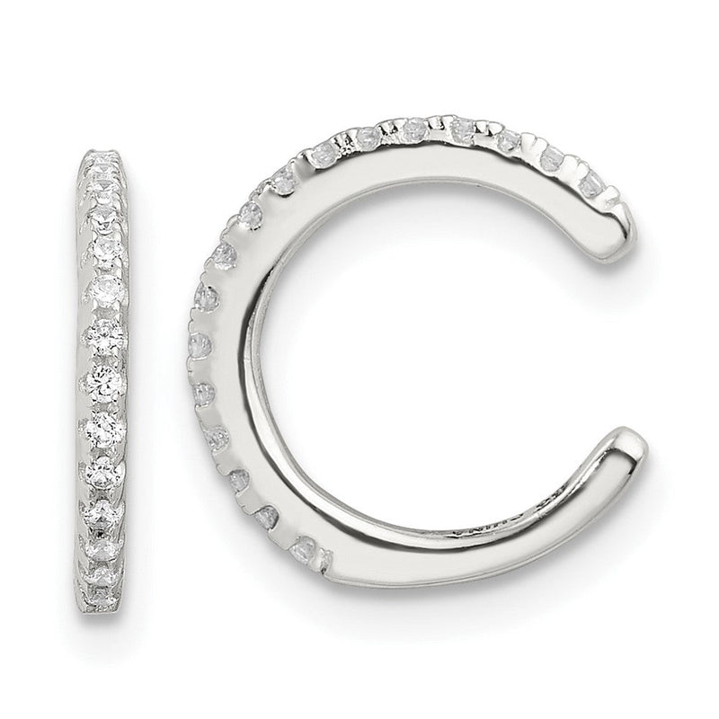 Sterlingsilber E-coating Poliert Zirkonia Pair Of 2 Manschette Ohrringe