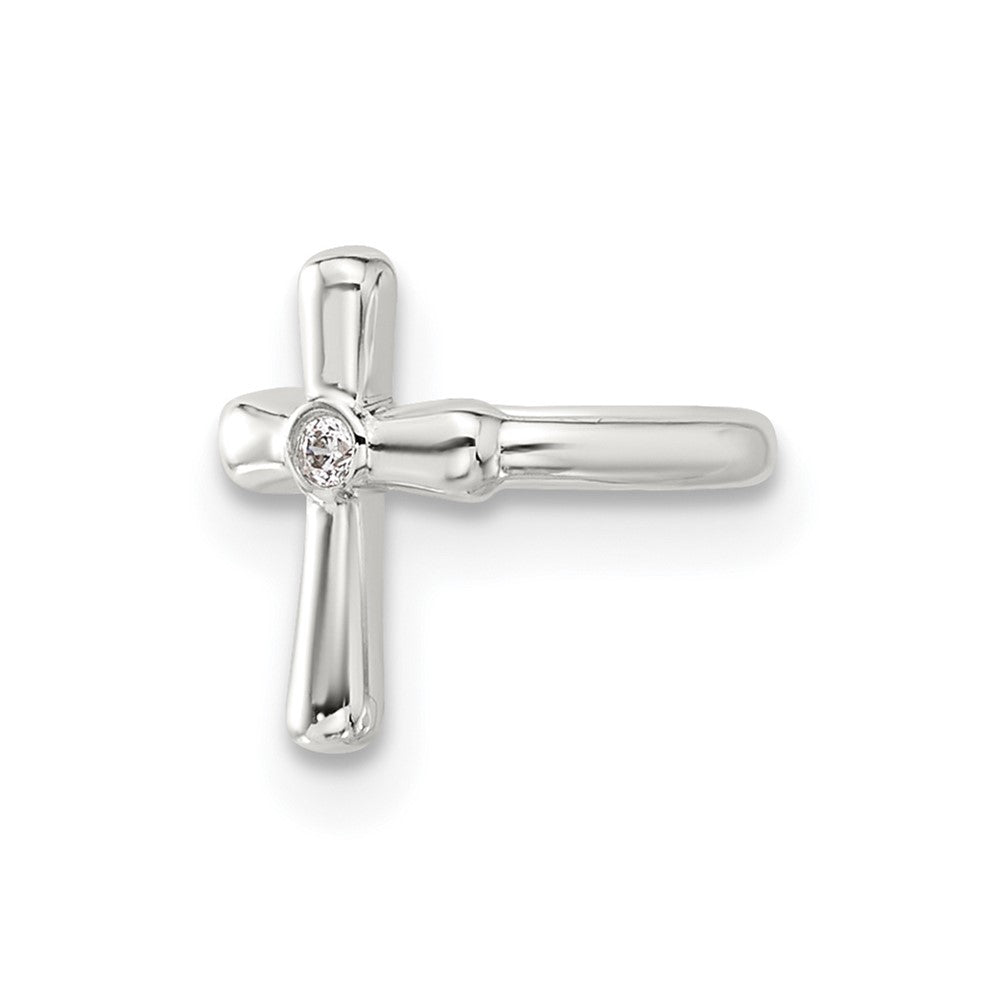 Sterlingsilber E-coated Poliert Zirkonia Kreuz Einfach Manschette Ohrring