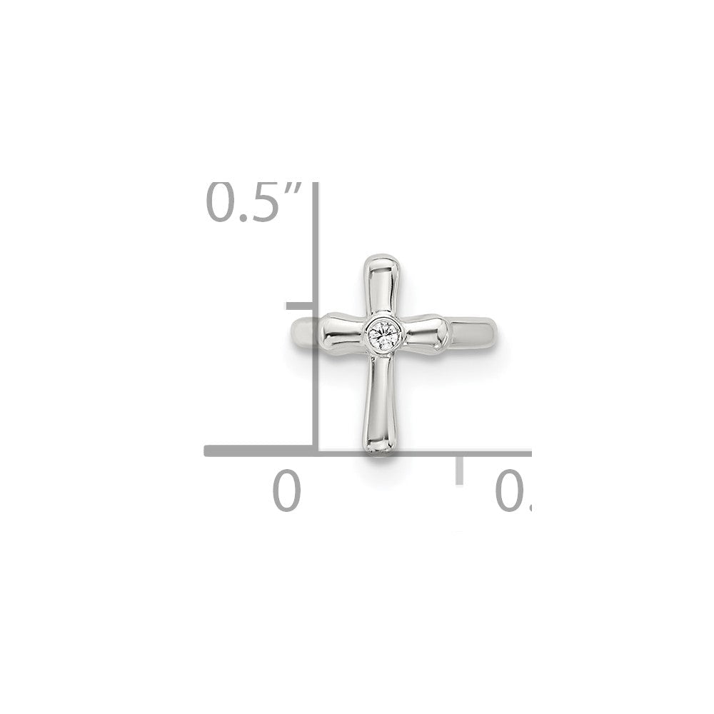 Sterlingsilber E-coated Poliert Zirkonia Kreuz Einfach Manschette Ohrring