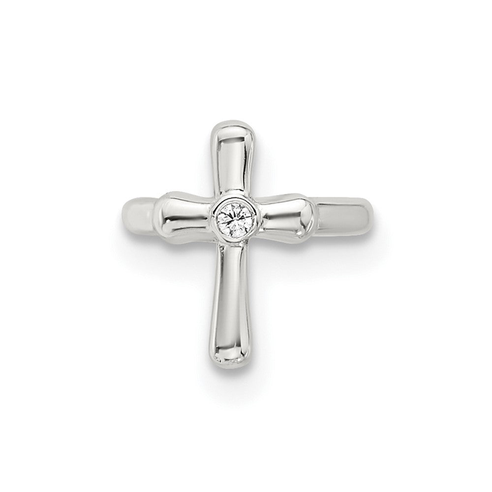 Sterlingsilber E-coated Poliert Zirkonia Kreuz Einfach Manschette Ohrring
