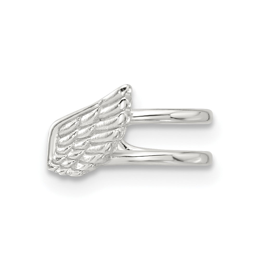 Sterlingsilber E-coated Poliert & Strukturiert Flügel Einfach Manschette Ohrring