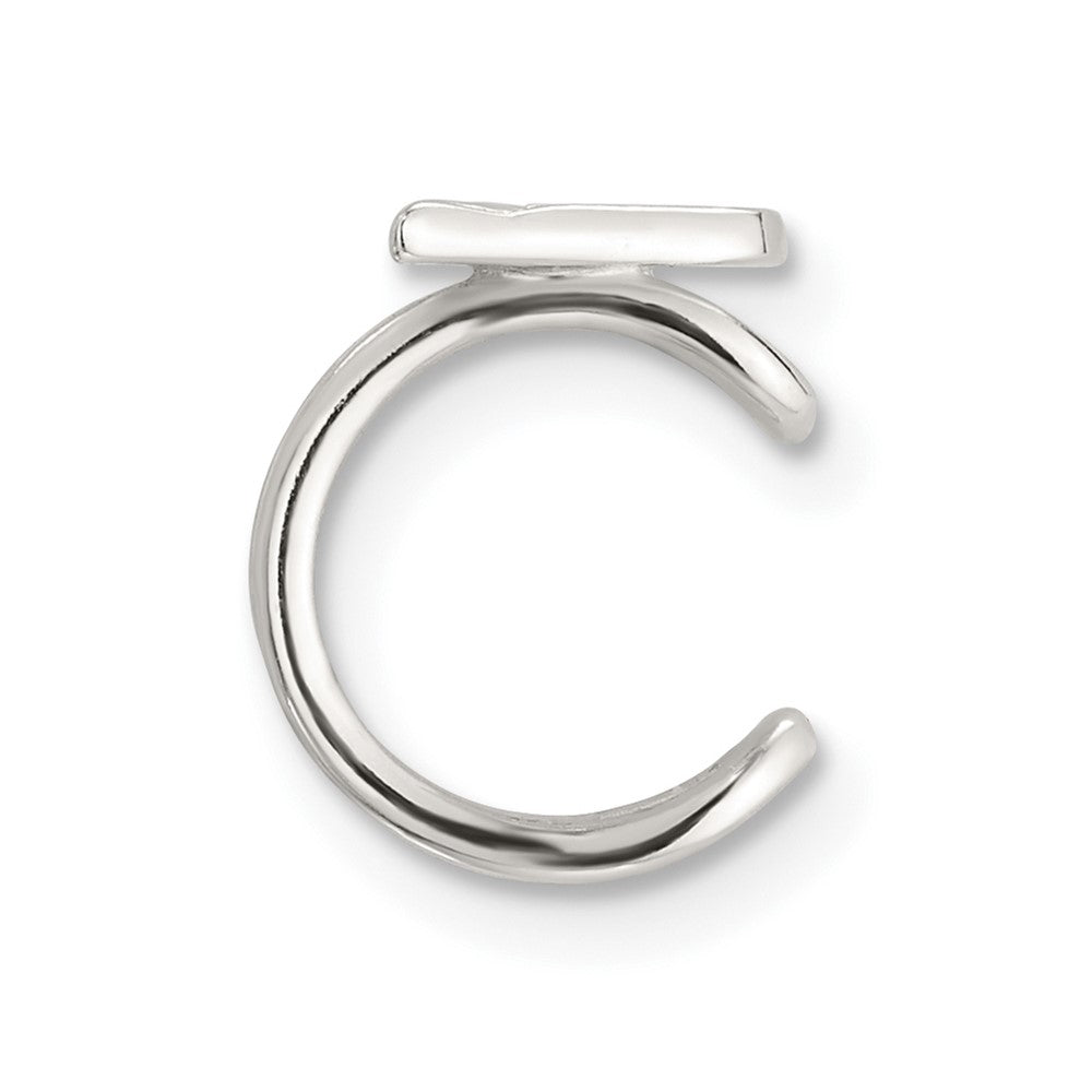 Sterlingsilber E-coated Poliert & Strukturiert Flügel Einfach Manschette Ohrring
