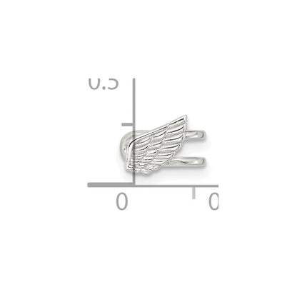 Sterlingsilber E-coated Poliert & Strukturiert Flügel Einfach Manschette Ohrring