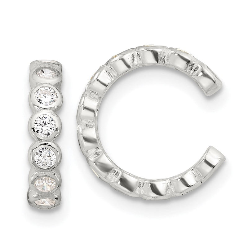 Sterlingsilber E-coating Poliert Zirkonia Zargenfassung Pair Of 2 Manschette Ohrringe