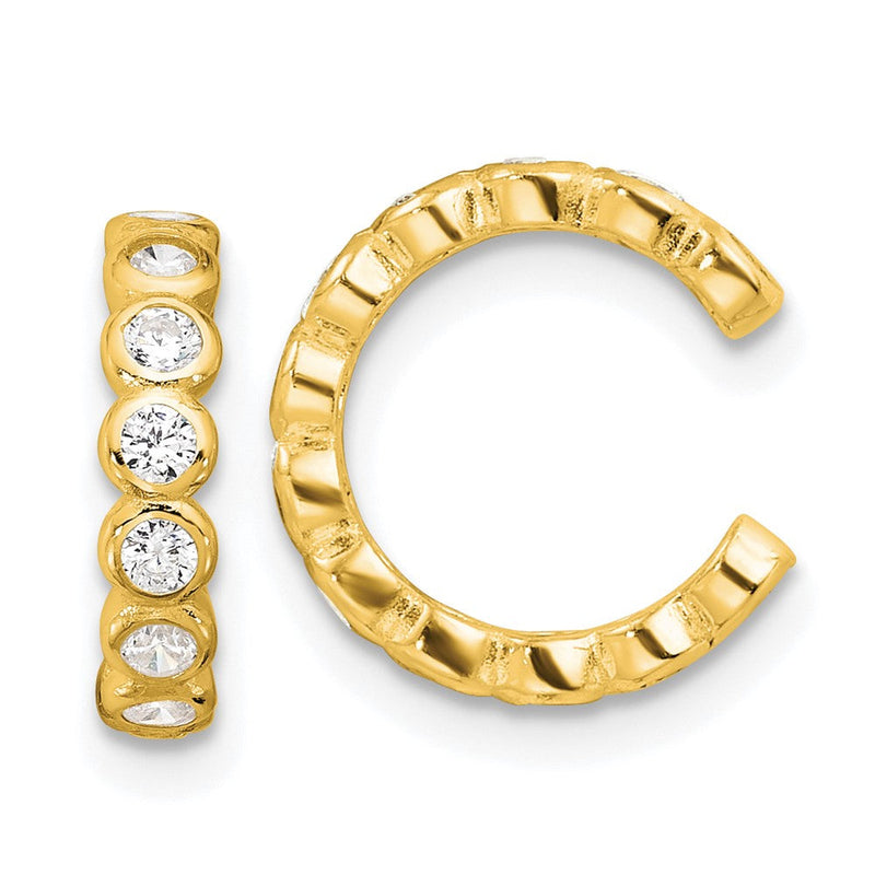 Sterlingsilber Glanz Gold-beschichtet Poliert Zirkonia Zargenfassung Pair Of 2 Manschette Ohrringe