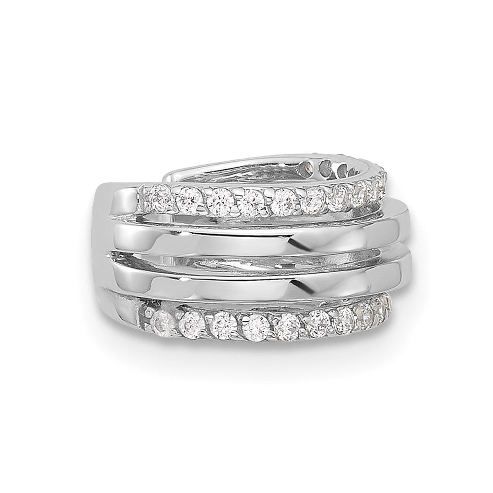 Sterlingsilber Rhodiniert Poliert 4 Reihe Zirkonia Einfach Manschette Ohrring