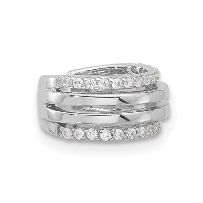 Sterlingsilber Rhodiniert Poliert 4 Reihe Zirkonia Einfach Manschette Ohrring
