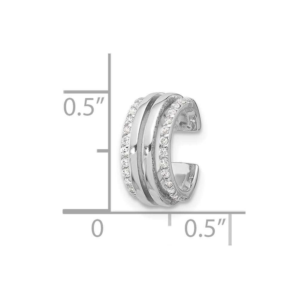 Sterlingsilber Rhodiniert Poliert 4 Reihe Zirkonia Einfach Manschette Ohrring