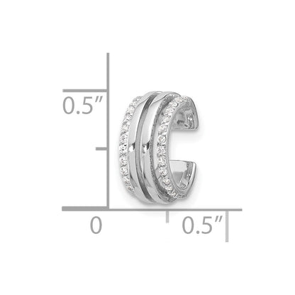 Sterlingsilber Rhodiniert Poliert 4 Reihe Zirkonia Einfach Manschette Ohrring