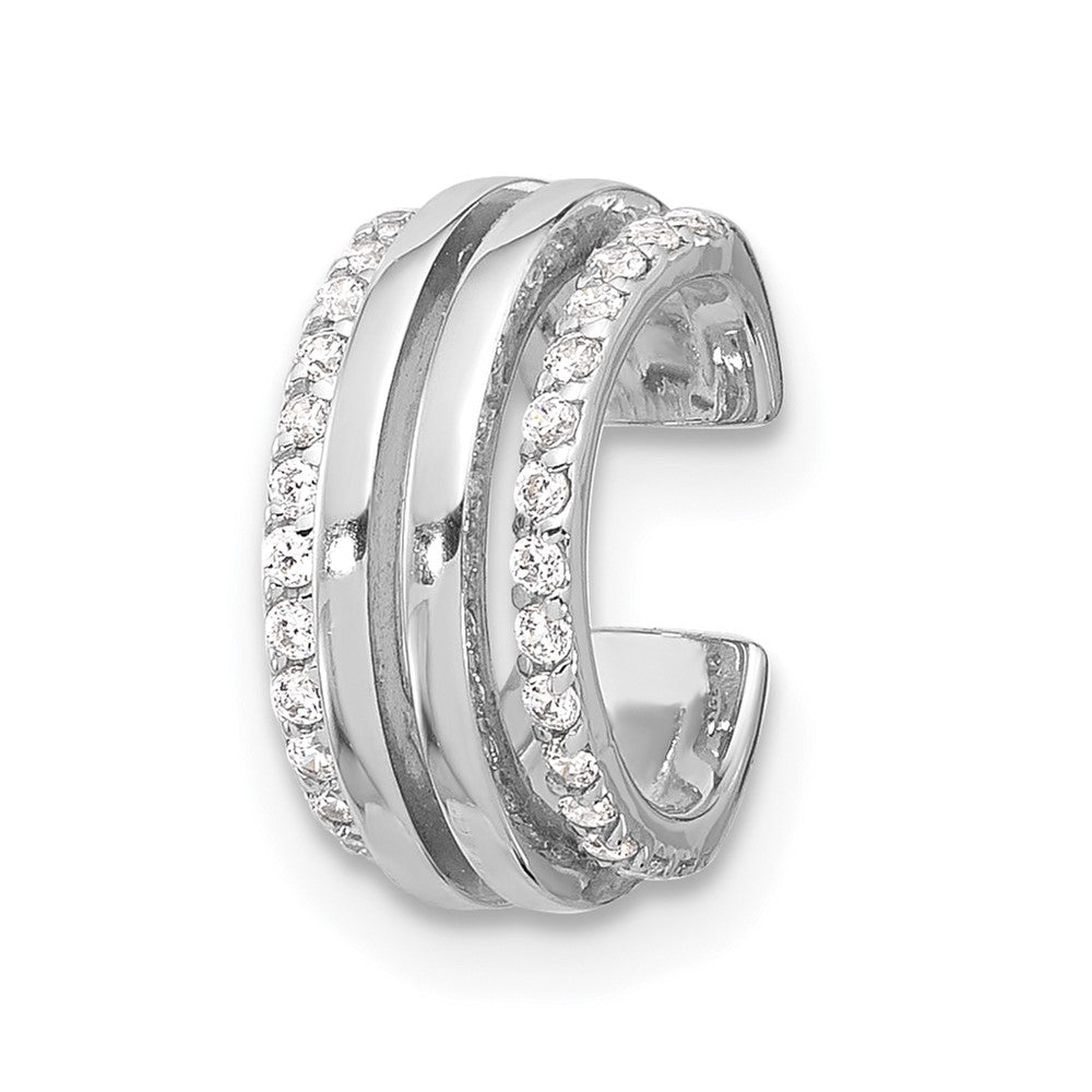 Sterlingsilber Rhodiniert Poliert 4 Reihe Zirkonia Einfach Manschette Ohrring
