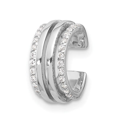 Sterlingsilber Rhodiniert Poliert 4 Reihe Zirkonia Einfach Manschette Ohrring
