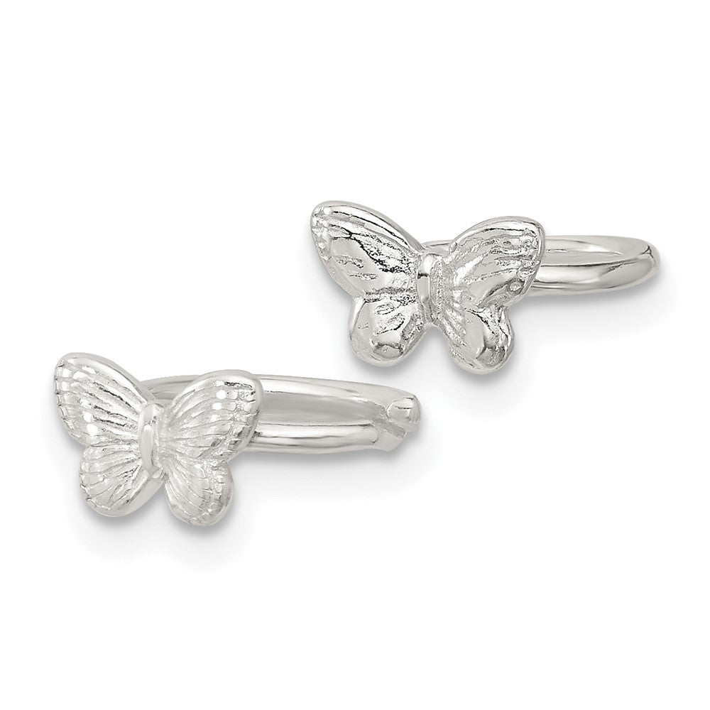 Sterlingsilber E-coating Strukturiert Schmetterling Pair Of 2 Manschette Ohrringe