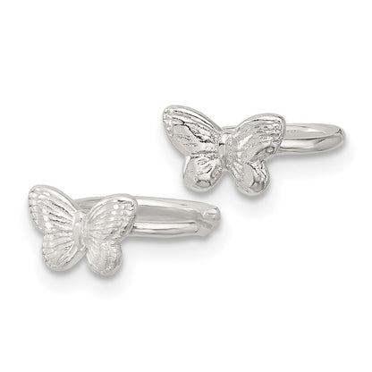Sterlingsilber E-coating Strukturiert Schmetterling Pair Of 2 Manschette Ohrringe